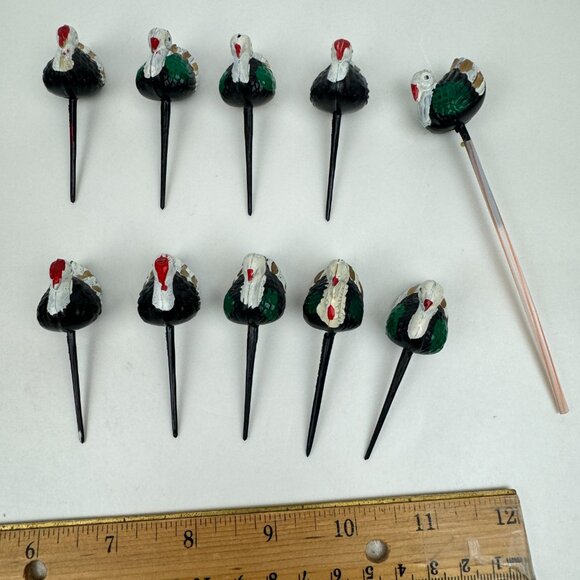 Vintage Thanksgiving Fall Autumn Plastic Turkey Cupcake Cake Toppers Hollow READ - Picture 12 of 15